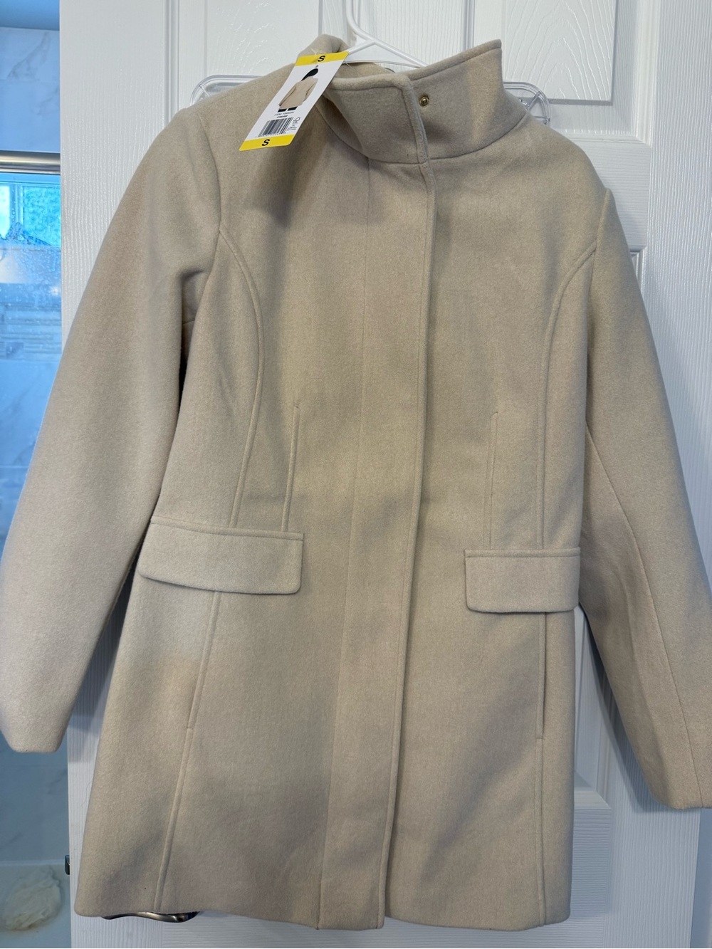 Vince Camuto NWT Womens Stand-Collar Wool Blend Coat - Cream